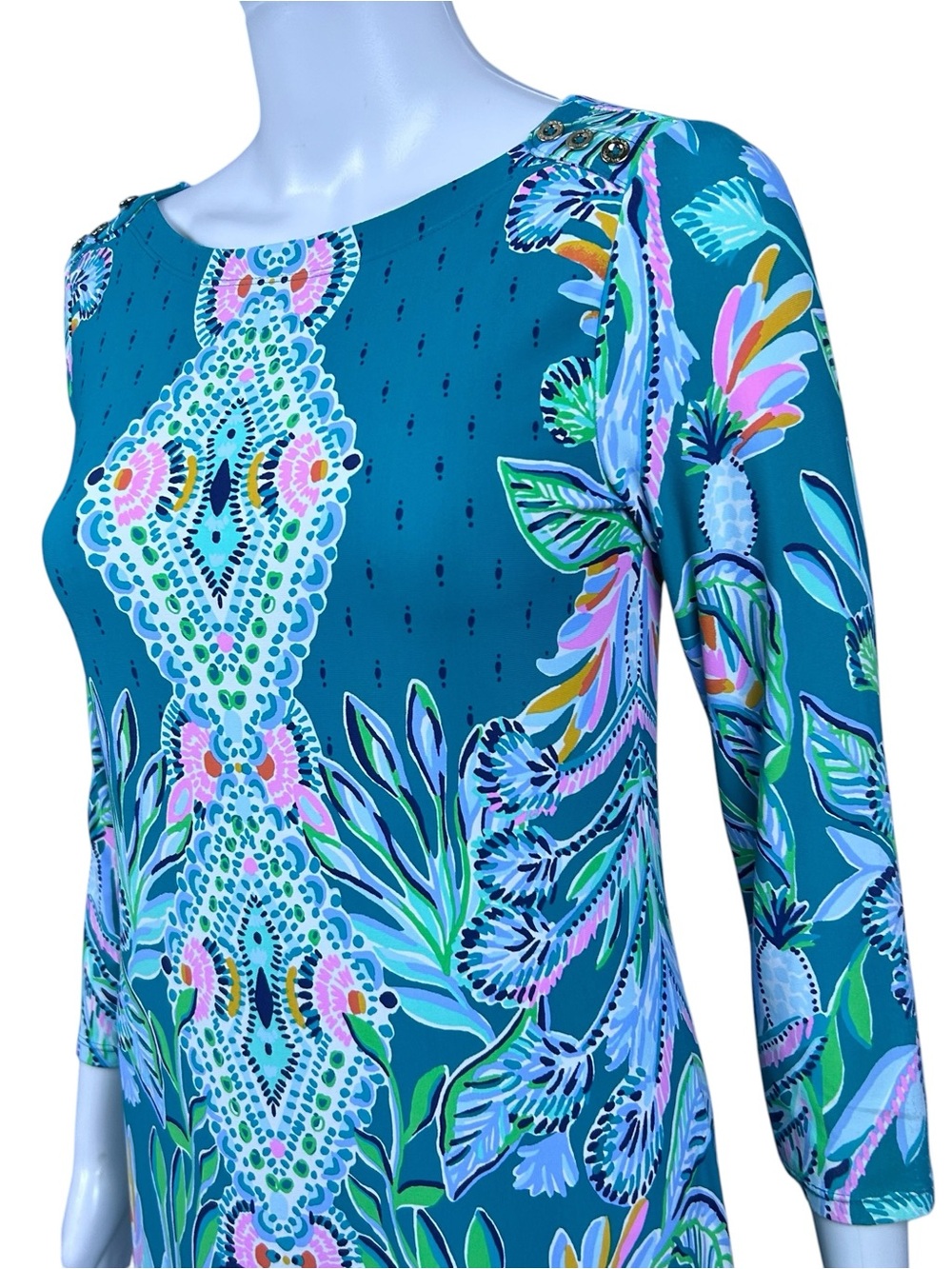 Lilly Pulitzer Seralina Maxi Dress XS Rain Forest UPF 50 Slit Stretch Resort - Picture 4 of 16